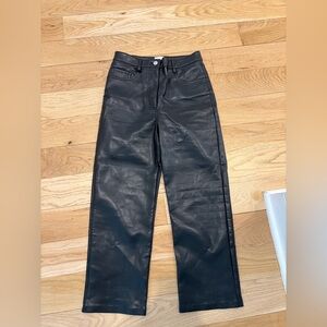 Wilfred Midnight Black Leather Trousers